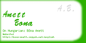 anett bona business card